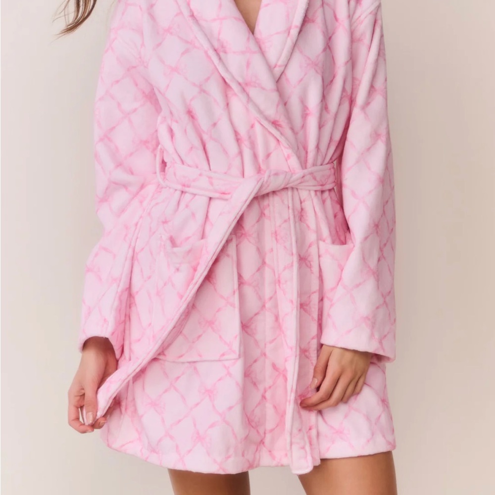 Plush Pink Diamond-Print Robe - Cotton Indie Robe Women Intimates & Sleepwear